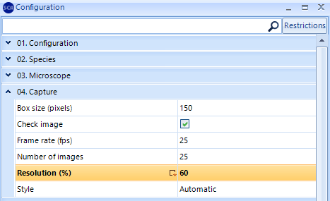 SCA 6.2 version: Change the Resolution from 100% to 60%